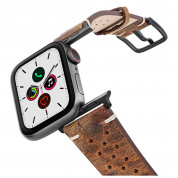 Meridio Care Leather Band - уникална ръчно изработена кожена (естествена кожа) каишка за Apple Watch 42мм, 44мм, 45мм, Ultra 49мм (кафяв)