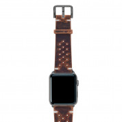 Meridio Care Leather Band - уникална ръчно изработена кожена (естествена кожа) каишка за Apple Watch 42мм, 44мм, 45мм, Ultra 49мм (кафяв) 4