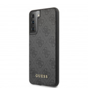 Guess 4G Charms Collection Hard Case - дизайнерски кожен кейс за Samsung Galaxy S21 (сив)
