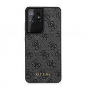 Guess 4G Charms Collection Hard Case - дизайнерски кожен кейс за Samsung Galaxy S21 Ultra (сив) 1