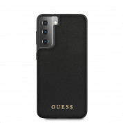 Guess Iridescent Leather Hard Case - дизайнерски кожен кейс за Samsung Galaxy S21 Plus (черен) 4