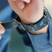 Meridio Blue Combact Leather Band - уникална ръчно изработена велурена каишка за Apple Watch 42мм, 44мм, 45мм (тъмносин) 5
