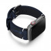 Meridio Blue Combact Leather Band - уникална ръчно изработена велурена каишка за Apple Watch 42мм, 44мм, 45мм, Ultra 49мм (тъмносин) 3