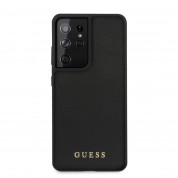 Guess Iridescent Leather Hard Case - дизайнерски кожен кейс за Samsung Galaxy S21 Ultra (черен) 5