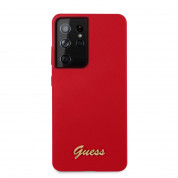 Guess Hard Silicone Case - силиконов (TPU) калъф за Samsung Galaxy S21 Ultra (червен) 