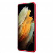 Guess Hard Silicone Case - силиконов (TPU) калъф за Samsung Galaxy S21 Ultra (червен)  2