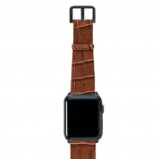 Meridio SweetWood Leather Band - уникална ръчно изработена кожена (естествена кожа) каишка за Apple Watch 42мм, 44мм, 45мм, Ultra 49мм (кафяв) 3