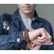 Meridio Old Brown Leather Band - уникална ръчно изработена кожена (естествена кожа) каишка за Samsung Galaxy Watch Active (тъмнокафяв) 4