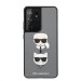 Karl Lagerfeld Saffiano Karl & Choupette Heads Case - дизайнерски кожен кейс за Samsung Galaxy S21 Ultra (сребрист)  2