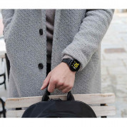 Meridio Ink Nappa Leather Band - уникална ръчно изработена кожена (естествена кожа) каишка за Samsung Galaxy Watch Active (черен) 4