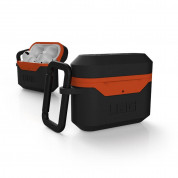 Urban Armor Gear Standard Issue Hard Case 001 - водо и удароустойчив силиконов (TPU) кейс с карабинер за Apple Airpods Pro (черен-оранжев)