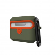 Urban Armor Gear Standard Issue Hard Case 001 - водо и удароустойчив силиконов (TPU) кейс с карабинер за Apple Airpods Pro (зелен-оранжев) 5