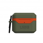 Urban Armor Gear Standard Issue Hard Case 001 - водо и удароустойчив силиконов (TPU) кейс с карабинер за Apple Airpods Pro (зелен-оранжев) 1