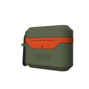 Urban Armor Gear Standard Issue Hard Case 001 - водо и удароустойчив силиконов (TPU) кейс с карабинер за Apple Airpods Pro (зелен-оранжев) 3