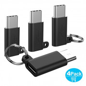 TechRise UA50320 USB-C to MicroUSB Adapter - 4ри броя адаптери от microUSB женско към USB-C мъжко за мобилни устройства с USB-C порт (черен)