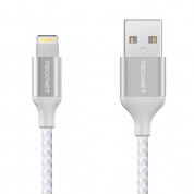 TeckNet P6100 Braided MFi Lightning to USB Cable - изключително здрав и качествен плетен Lightning кабел за iPhone, iPad, iPod с Lightning (100 см) (сребрист)