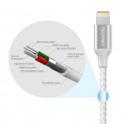 TeckNet P6100 Braided MFi Lightning to USB Cable - изключително здрав и качествен плетен Lightning кабел за iPhone, iPad, iPod с Lightning (100 см) (сребрист) 3