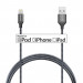 TeckNet P6100 Braided MFi Lightning to USB Cable - изключително здрав и качествен плетен Lightning кабел за iPhone, iPad, iPod с Lightning (100 см) (черен) 2
