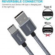 TechRise CTA05330GA02 3-pack Braided USB-C to USB-A Cable - комплект 3 броя изключително здрави и качествени плетени USB-C кабели за устройства с USB-C порт (тъмносив) 3