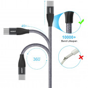 Voxon CUC02105GA02 3-pack Braided USB-C to USB-A Cable - комплект 3 броя изключително здрави и качествени плетени USB-C кабели за устройства с USB-C порт (тъмносив) 3