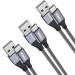 Voxon CUC02105GA02 3-pack Braided USB-C to USB-A Cable - комплект 3 броя изключително здрави и качествени плетени USB-C кабели за устройства с USB-C порт (тъмносив) 1