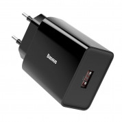 Baseus Speed Mini USB-A QC Wall Charger 18W (CCFS-W01) - захранване за ел. мрежа с USB-A изход с технология за бързо зареждане (черен)