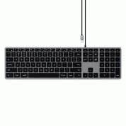 Satechi Slim W3 Wired Backlit Keyboard - качествена алуминиева жична (USB-C) клавиатура с подсветка за Mac (тъмносив) 