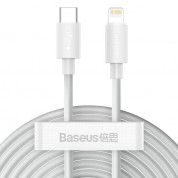 Baseus Simple Wisdom Data Cable Kit USB-C to Lightning (TZCATLZJ-02) - два броя PD 20W USB-C към Lightning кабел за Apple устройства с Lightning порт (150 см) (бял)