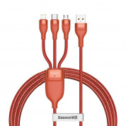 Baseus Flash Series 3-in-1 Fast Charging Data Cable (CA1T3-07) - универсален USB-A кабел с microUSB, Lightning и USB-C конектори (120 см) (оранжев)