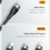 Baseus Flash Series 3-in-1 Fast Charging Data Cable (CA1T3-07) - универсален USB-A кабел с microUSB, Lightning и USB-C конектори (120 см) (оранжев) 5