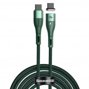 Baseus Zinc Magnetic Safe Fast Charging Data Cable (CATXC-Q06) - 100W USB-C към USB-C кабел с магнитен конектор (150 см) (зелен)