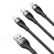 Baseus Flash Series 3-in-1 Fast Charging Data Cable (CA1T3-G1) - универсален USB-A кабел с microUSB, Lightning и USB-C конектори (120 см) (черен) 6