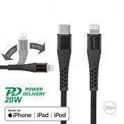 4smarts MFI PremiumCord USB-C to Lightning Cable XS - USB-C кабел към Lightning за Apple устройства (25 см) (черен)