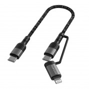 4smarts ComboCord CL USB-C to USB-C and Lightning Cable - качествен многофункционален кабел USB-C към USB-C или Lightning (25 см) (черен) 1