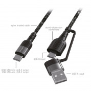 4smarts ComboCord CA USB-A and USB-C to USB-C Cable - качествен многофункционален кабел за USB към USB-C и USB-C към USB-C (150 см) (черен) 3