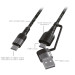 4smarts ComboCord CA USB-A and USB-C to USB-C Cable - качествен многофункционален кабел за USB към USB-C и USB-C към USB-C (150 см) (черен) 4