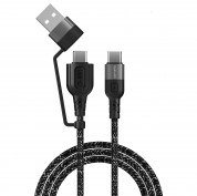 4smarts ComboCord CA USB-A and USB-C to USB-C Cable - качествен многофункционален кабел за USB към USB-C и USB-C към USB-C (150 см) (черен)