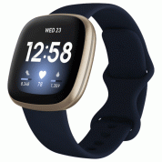 Fitbit Versa 3 - умен фитнес часовник с GPS, известия и следене на дневната и нощна активност на организма за iOS и Android (син-златист)