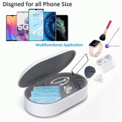 Mobile Phone Wireless Charging UV Sterilizing Box - поставка за безжично зареждане и UV стерилизатор за мобилни устройства (бял)  7