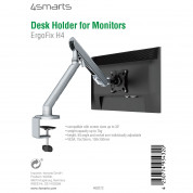 4smarts Desk Holder ErgoFix H4 Vesa 75x75 100x100 - стойка с рамо за телевизори и монитори с диагонал до 30 инча (сребрист)  4