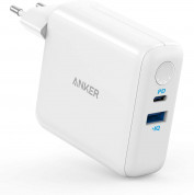 Anker PowerCore Fusion Power Delivery Battery and Charger - захранване с USB-C и USB изходи и външна батерия (5000 mAh) за мобилни устройства (бял)
