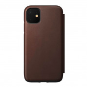 Nomad Folio Leather Rugged Case - кожен (естествена кожа) калъф, тип портфейл за iPhone 11 (кафяв) 1
