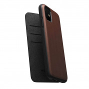 Nomad Folio Leather Rugged Case - кожен (естествена кожа) калъф, тип портфейл за iPhone 11 (кафяв)