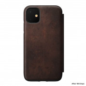 Nomad Folio Leather Rugged Case - кожен (естествена кожа) калъф, тип портфейл за iPhone 11 (кафяв) 5