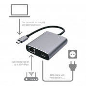 4Smarts USB-C to Ethernet and USB-C Adapter - адаптер USB-C към Ethernet за устройства с USB-C порт (черен)