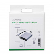 4Smarts USB-C to Ethernet and USB-C Adapter - адаптер USB-C към Ethernet за устройства с USB-C порт (черен) 4