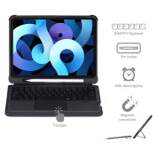 4smarts Keyboard Case Solid QWERTY - кожен калъф с клавиатура, тъчпад и поставка за Apple Pencil за iPad Air 5 (2022), iPad Air 4 (2020) (черен)