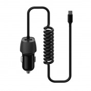 Platinet Car Charger Spiral Cable 3.4A USB-A + USB-C (PLCRSC) - зарядно за кола с вграден USB-C кабел и USB-A изход (черен)