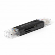 Platinet Card Reader USB-A & USB-C 3.0 (PMCRTCUB) - четец за SD и microSD карти с USB-A и USB-C 3.0 за компютри и лаптопи (черен)