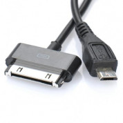 USB Кабел 2 в 1 - Apple dock конектор и microUSB конектор към USB (черен) 2